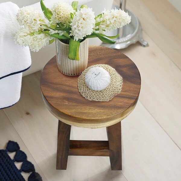 Wood Small Round Stool Side Table - 14