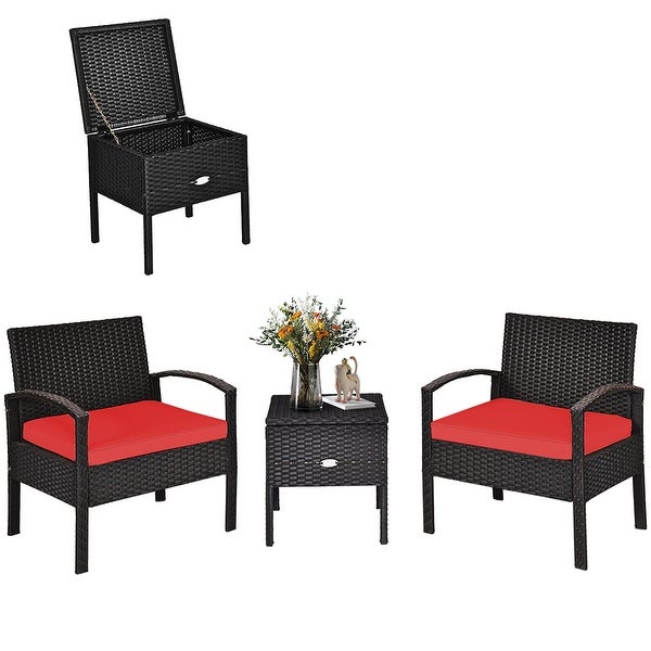 3 Piece Outdoor Patio Rattan Furniture Set - Modern Furniture - Overstock - 37511902