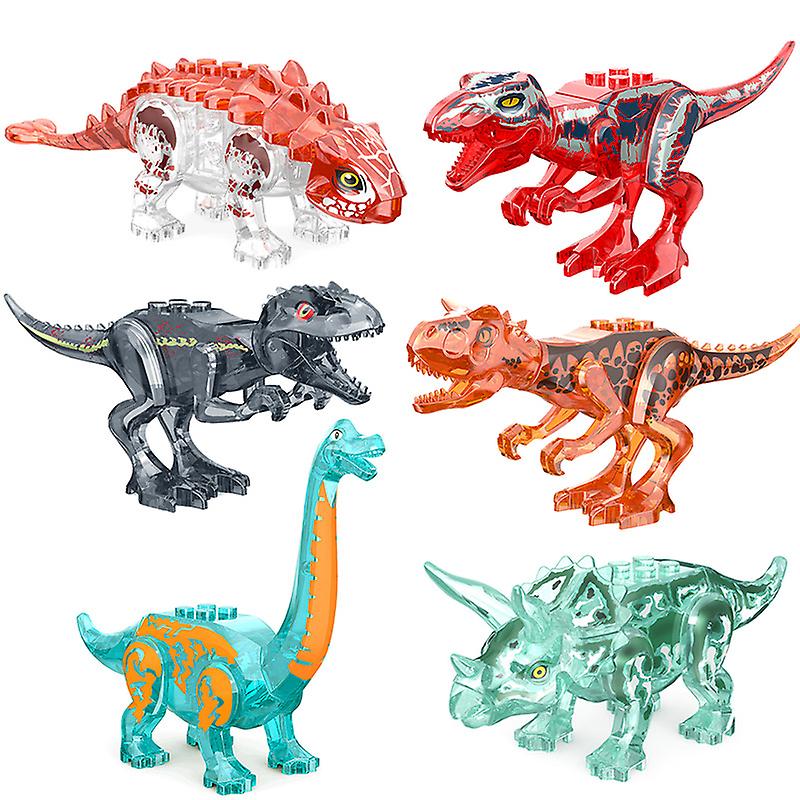 6pcs Dinosaur Building Block Toys Sets For Kids 5-8 Year Old Boys Jurassic Park Theme Cool And Movable For Mini Figures Educational Gifts