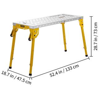 VEVOR 46 in. x 18 in. Welding Table Steel Folding Industrial Workbench with 1000 lbs. Load Capacity Adjustable Height HJTYCWBD14618JCDAV0