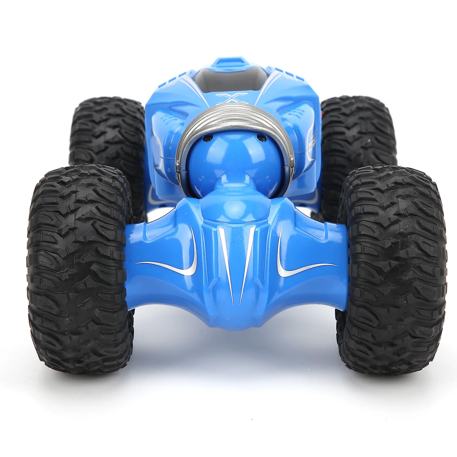 High Speed Remote Control Stunt Car Twisting Offroad Car 4wd Transform Double Sided Rotating Crawler(blue )