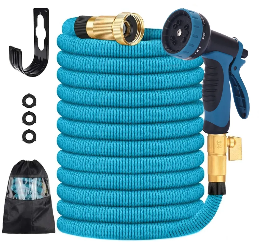 Garden Supplies Expandable Hose with Copper coated Aluminium+On/Off Valve and 10 function Water Gun Low Budget