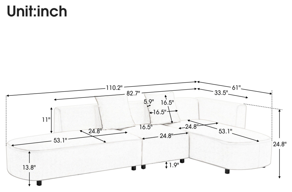 Luxury Modern Style Living Room Upholstery Sofa   Modern   Sofas   by TATEUS LLC  Houzz