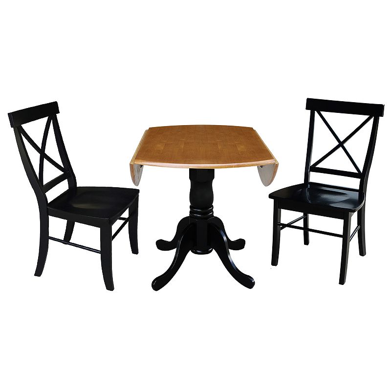 International Concepts Dual Drop Leaf Dining Table and Dining Chair 3-piece Set