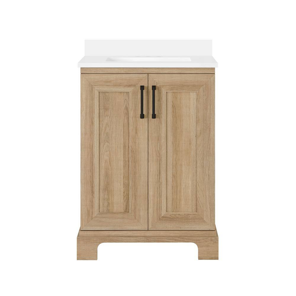 Glacier Bay Sinita 24 in. W x 19 in. D 34.50 in. H Bath Vanity in Natural Oak with White Cultured Marble Top Sinita 24NO