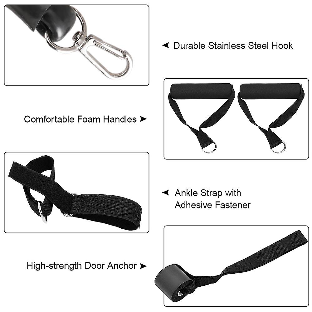 5x Tensile Rope，5x Straps，2x Handle，2x Foot Ring，1x Storage Bag，1x Door Buckle