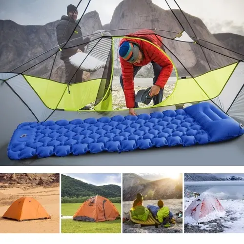 inflatable sleeping mat camping cot portable folding bed with mattress double mattress camping air self inflating sleeping pad