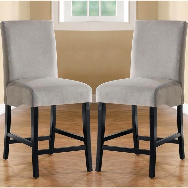 Classic Grey Upholstery with Black Finished Legs Counter Height Dining Stools (Set of 2)