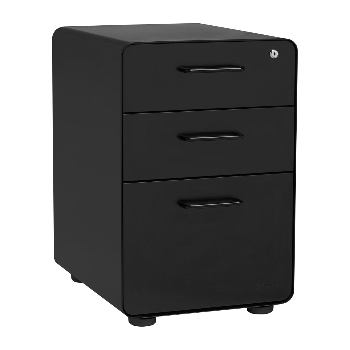 Poppin Matte Black 3Drawer Stow Locking Filing Cabinet