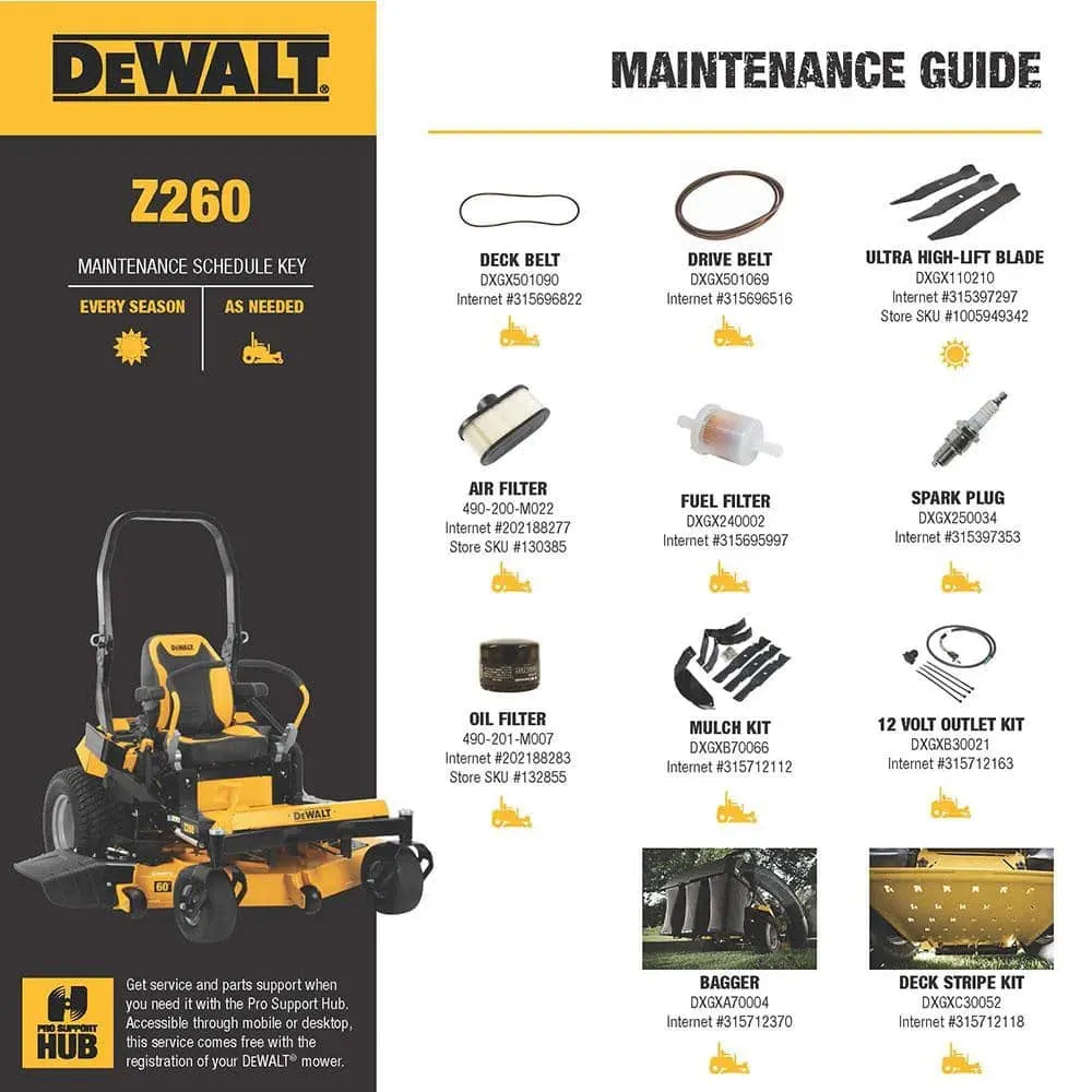 DEWALT Z260 Commercial 60 in. 24 HP Kawasaki V-Twin FS730v Series Engine Dual Hydrostatic Gas Zero Turn Lawn Mower
