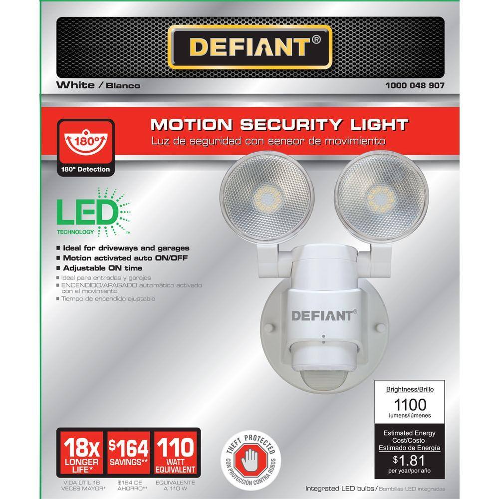 Defiant 1100 Lumen 180-Degree Integrated LED Two-Head White Outdoor Flood Light DFI-5936-WH