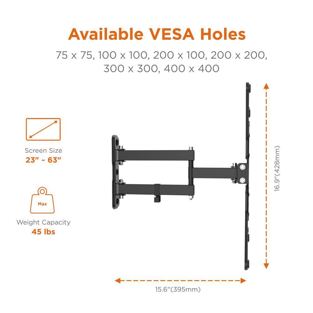 Commercial Electric Full Motion Wall Mount for 23 in. to 63 in. TVs MB-54634