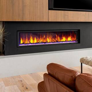 Dynasty Fireplaces 74 in. Cascade Flush-Mount LED Electric Fireplace in Black DY-BTX74