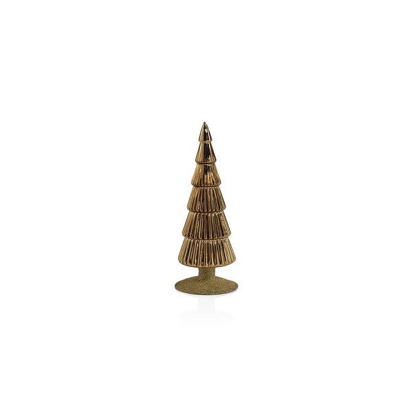 Dembe 9.5 Glass Tree on Gold Glitter Base，Set of 2