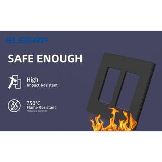 ELEGRP 2-Gang Midsize Screwless DecoratorRocker Wall Plate Black (5-Pack) 3032GM-BL5