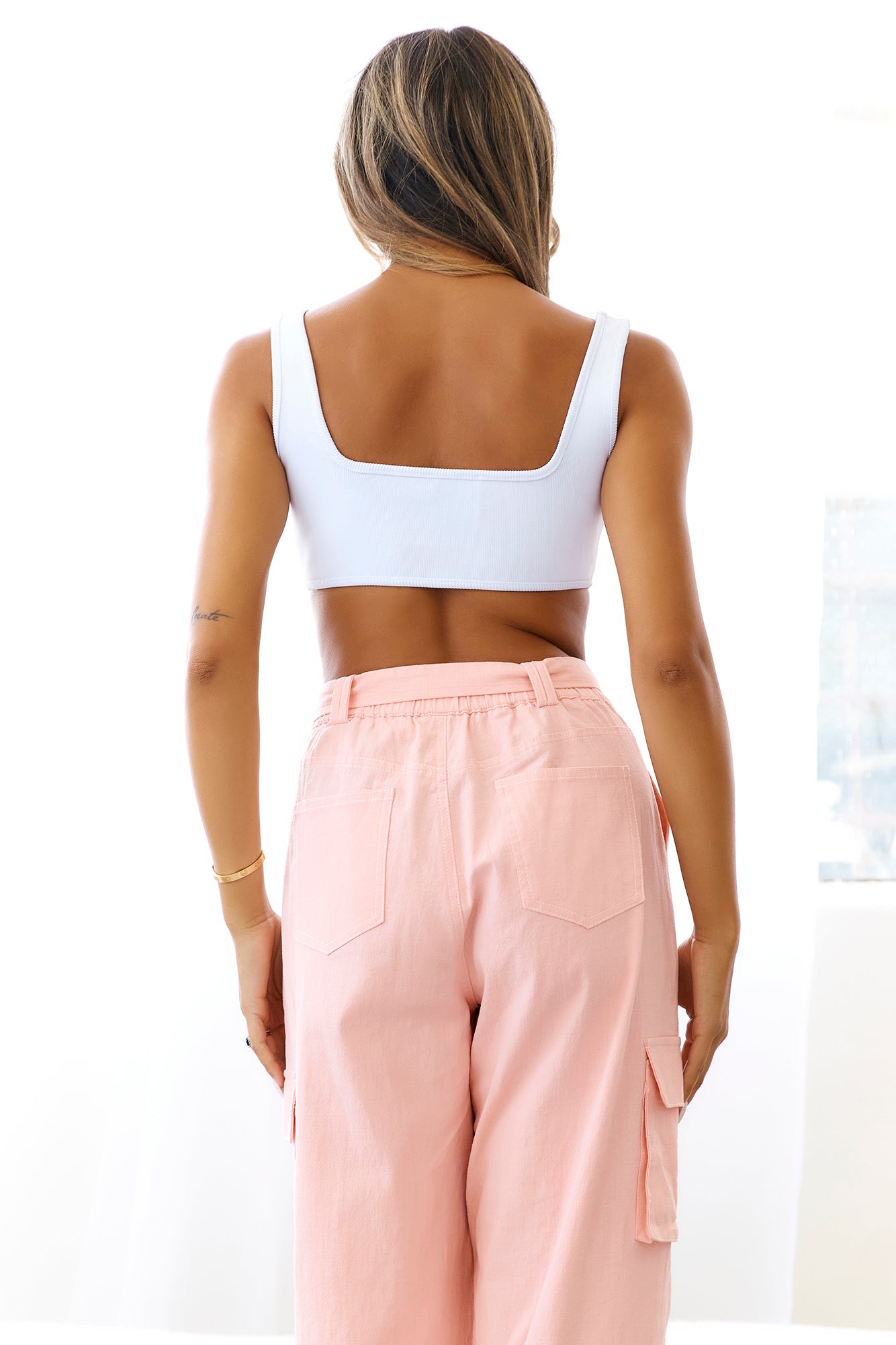 HELLO MOLLY Villain Strut Crop Top White