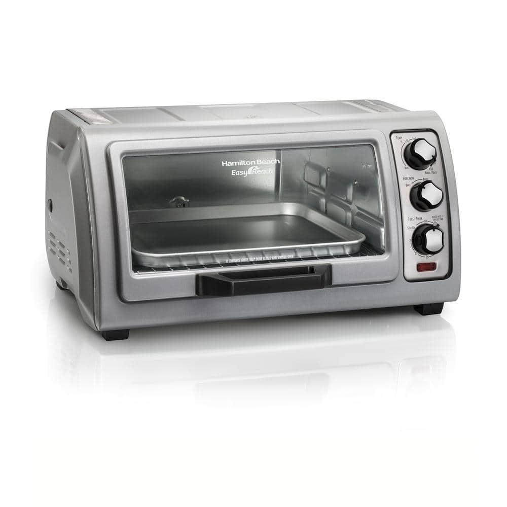 Hamilton Beach Easy Reach 1400 W 6-Slice Grey Toaster Oven with Roll Top Door 31127D