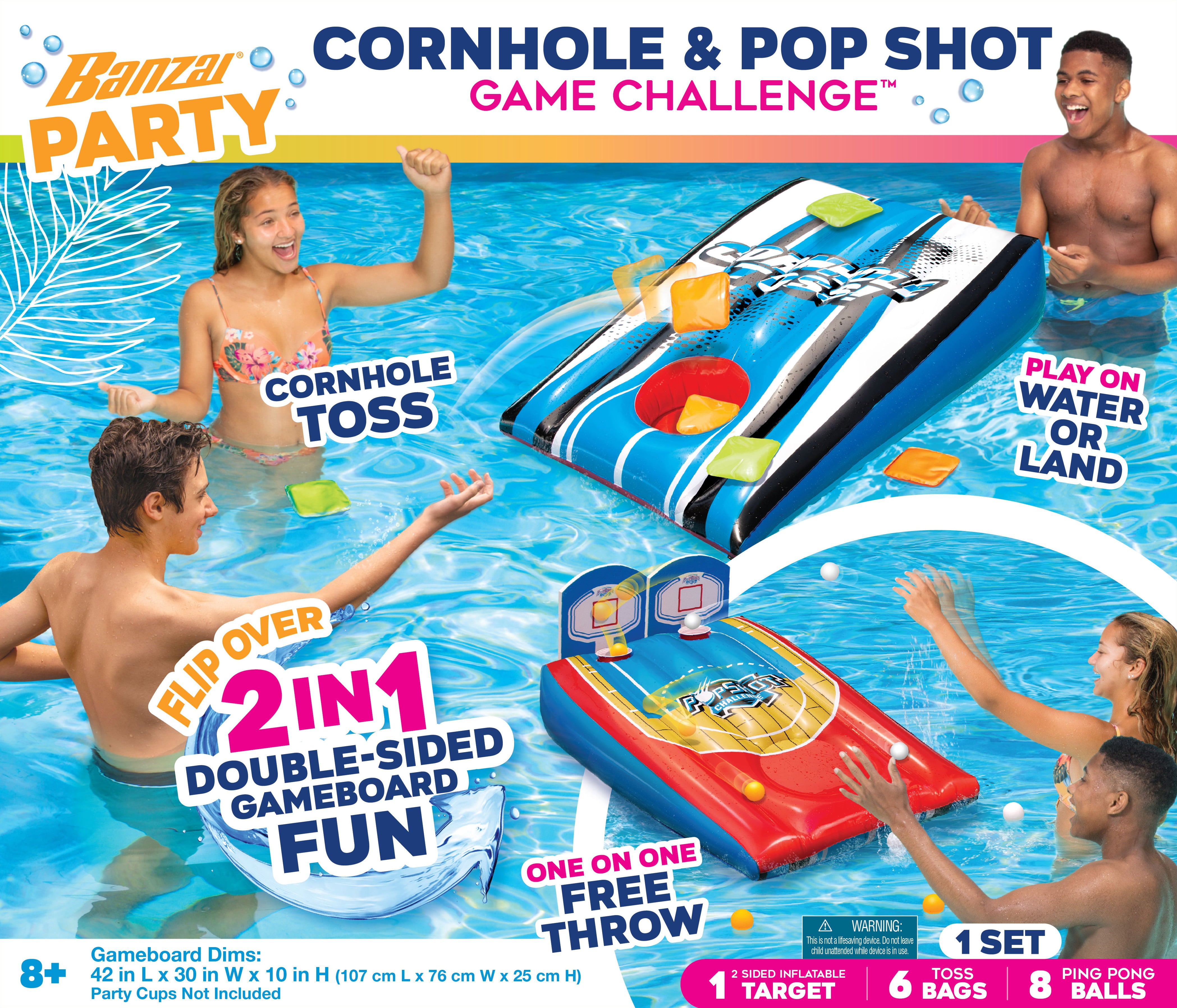 Banzai 2-in-1 Cornhole & Basketball Target Toss Pool Games, Ages 8 and up