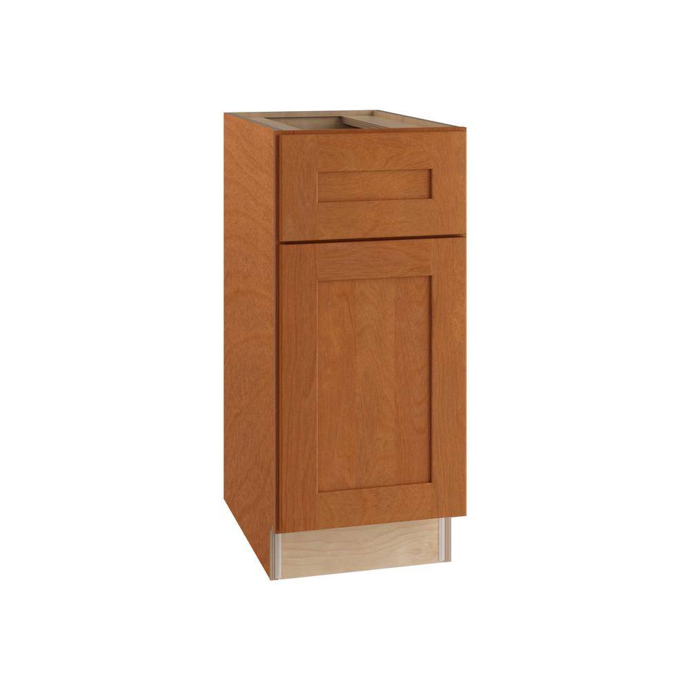 Home Decorators Collection Hargrove Assembled 18x34.5x24 in. Plywood Shaker Base Kitchen Cabinet Right Soft Close in Stained Cinnamon B18R-HCN