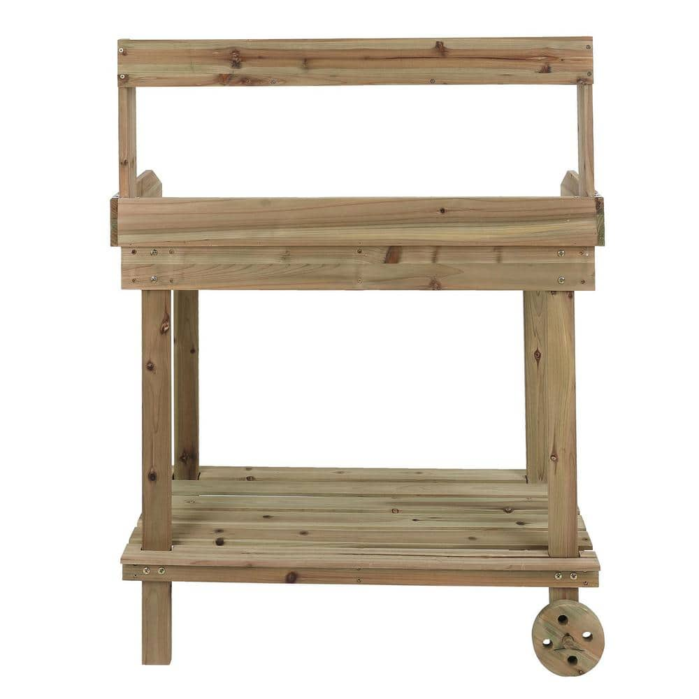 LuxenHome Mobile Wood Potting Bench WHOF1187