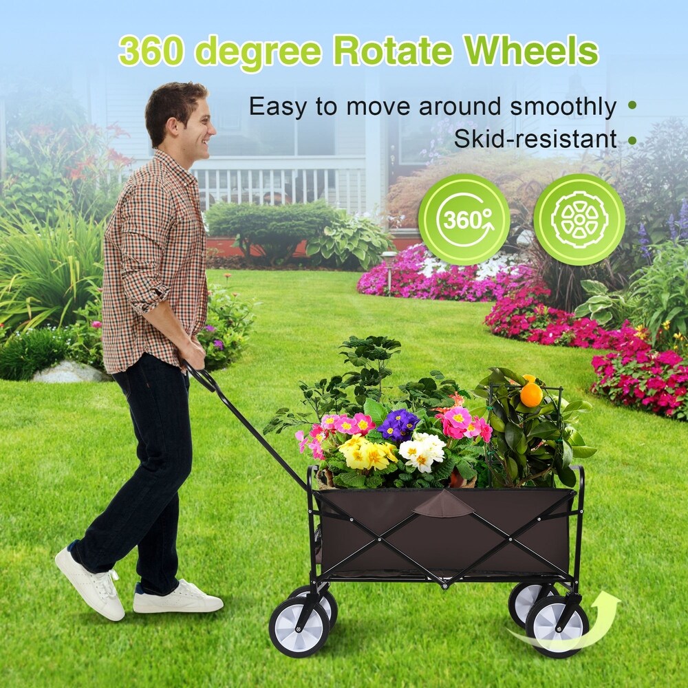 Foldable Utility Wagons Folding Cart 200 lbs Capacity for Outdoor Use