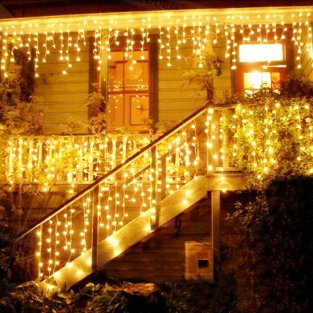 13FT Extendable LED String Lights,Waterproof Outdoor Fairy Lights Curtain Lights Icicle Lights for Christmas Garden Patio Party Decoration