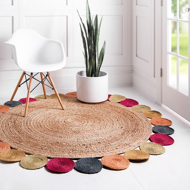 Unique Loom Circles Braided Jute Rug