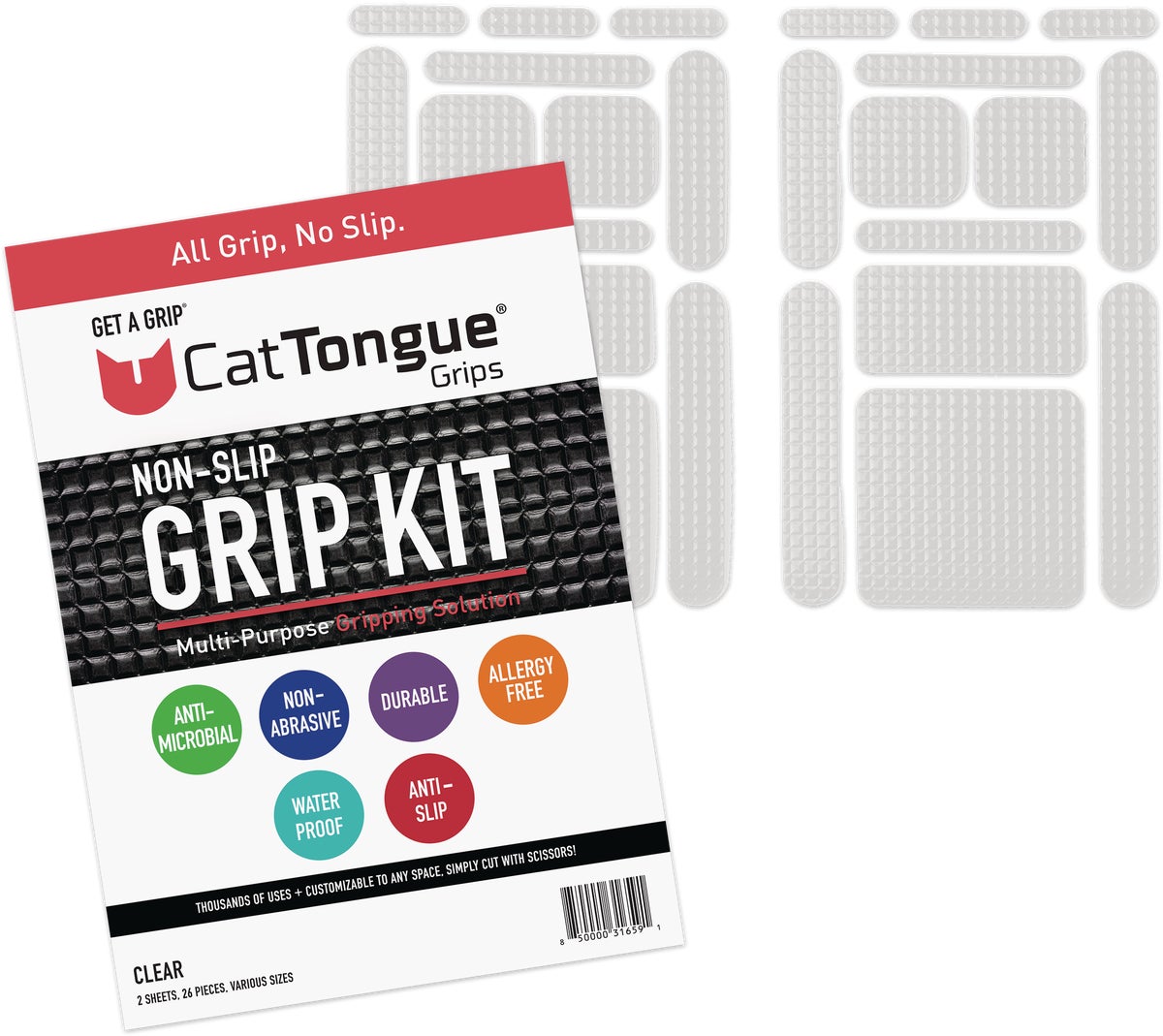 CatTongue Grips Gription Non-Abrasive Anti-Slip Kit Clear