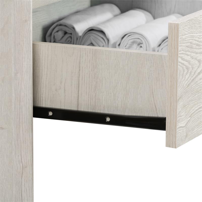 CorLiving Newport 5 Drawer Tall Dresser in White Washed Oak