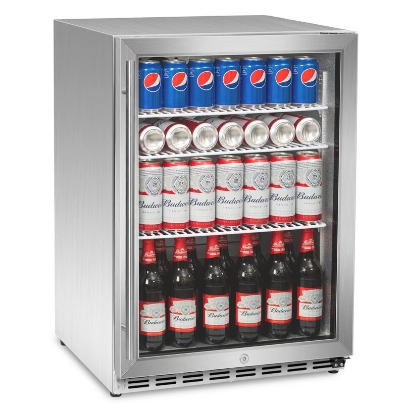 YUKOOL 160 Can Beverage Beer Refrigerator， 24 Inch Undercounter Beverage Refrigerator Cooler， Built-in or Freestanding