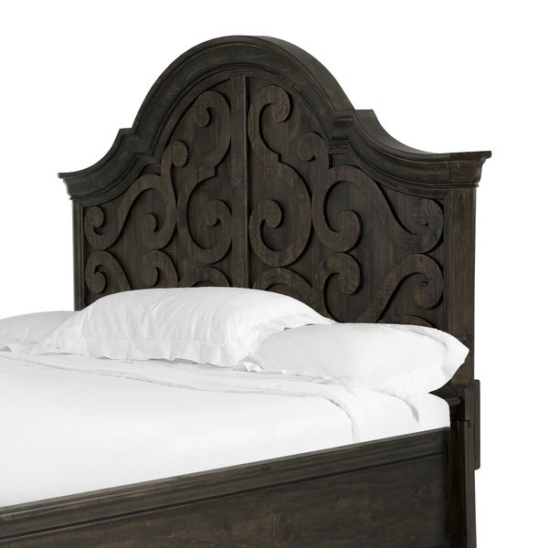 Bellamy Traditional Peppercorn Queen Panel Bed Shaped Headboard - - 20191327