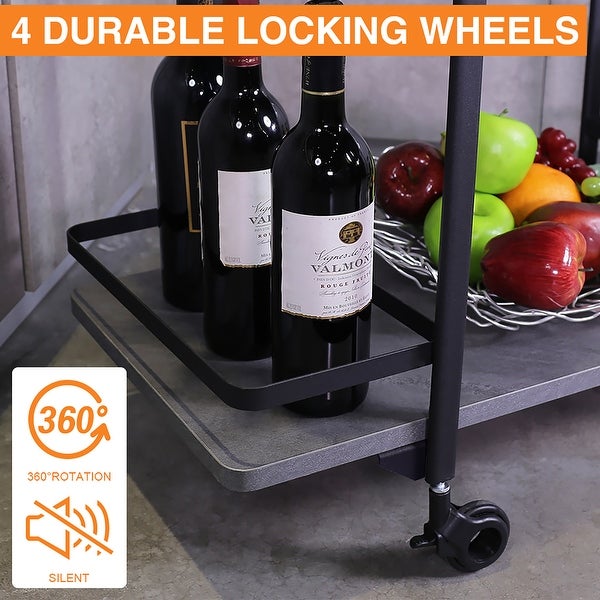 2 Tier bar cart With black wheels