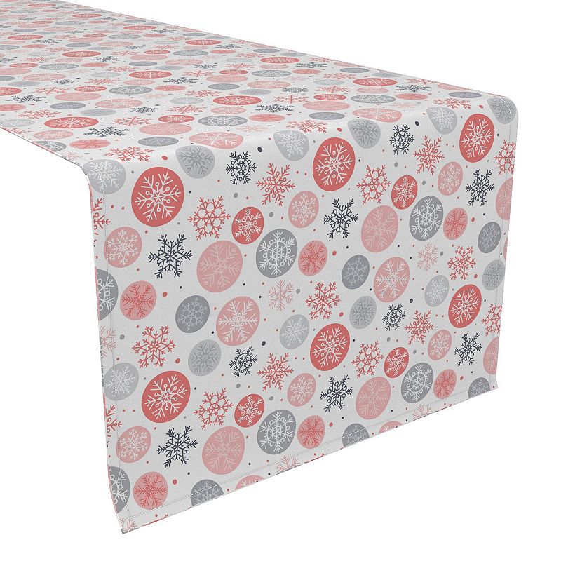 Table Runner， 100% Cotton， 16x90， Snowflakes in Ornaments