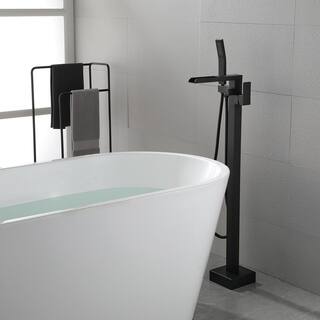 Nestfair Single-Handle Floor Mount Roman Tub Faucet with Hand Shower in Matte Black SX-JM862B