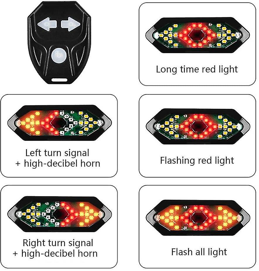 Bicycle Tail Light Usb Rechargable Turn Signals Smart Wireless Remote Control Bike Rear Light