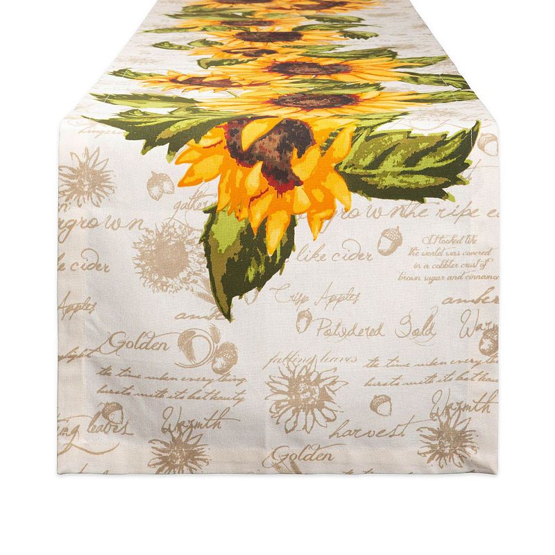 72 Yellow and Green Sunflowers Printed Rectangular Table Runner