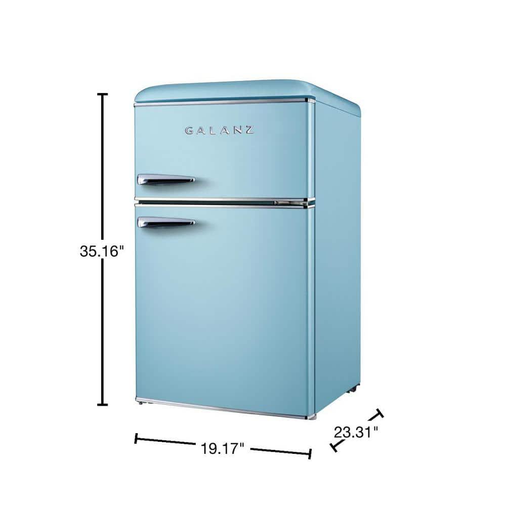 Galanz 31 cu ft Retro Mini Fridge with Dual Door True Freezer in Blue