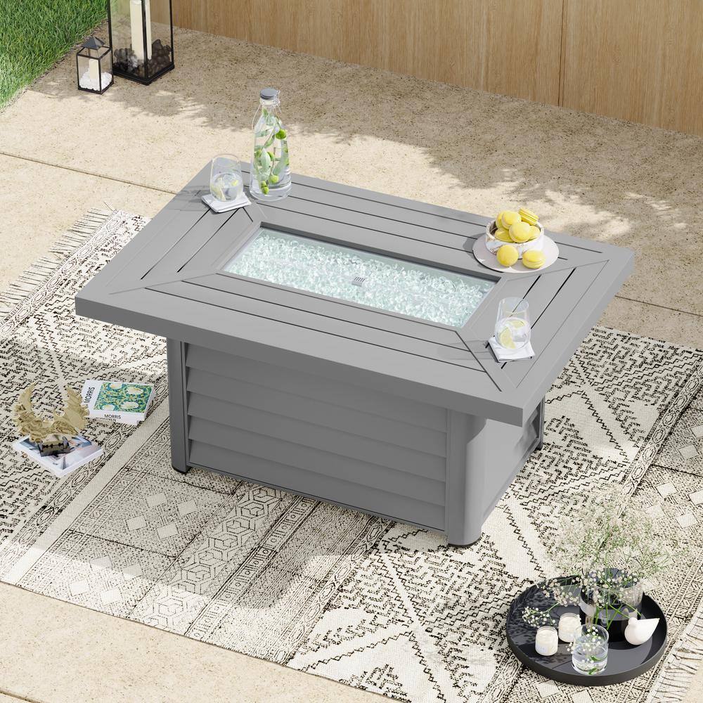 CORVUS Wevok Rectangle Aluminum Propane Fire Pit Table FP023