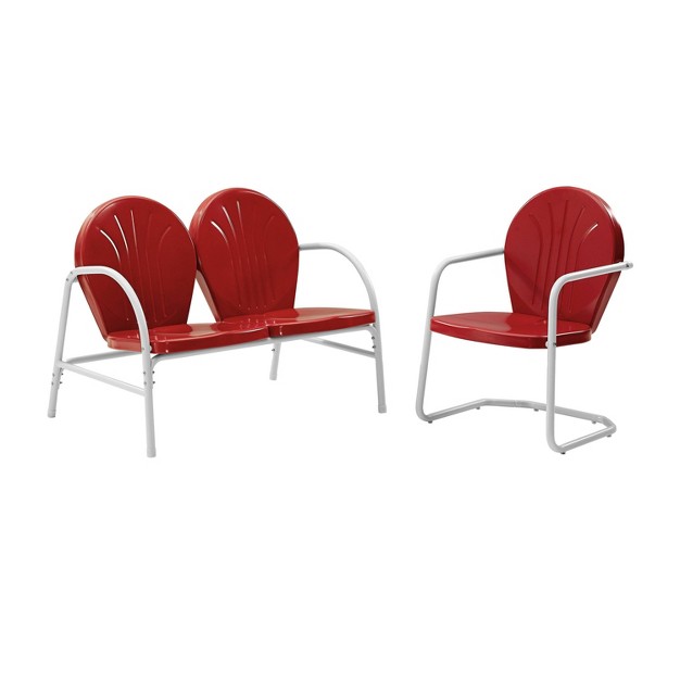 Griffith 2pc Outdoor Seating Set Bright Red Crosley