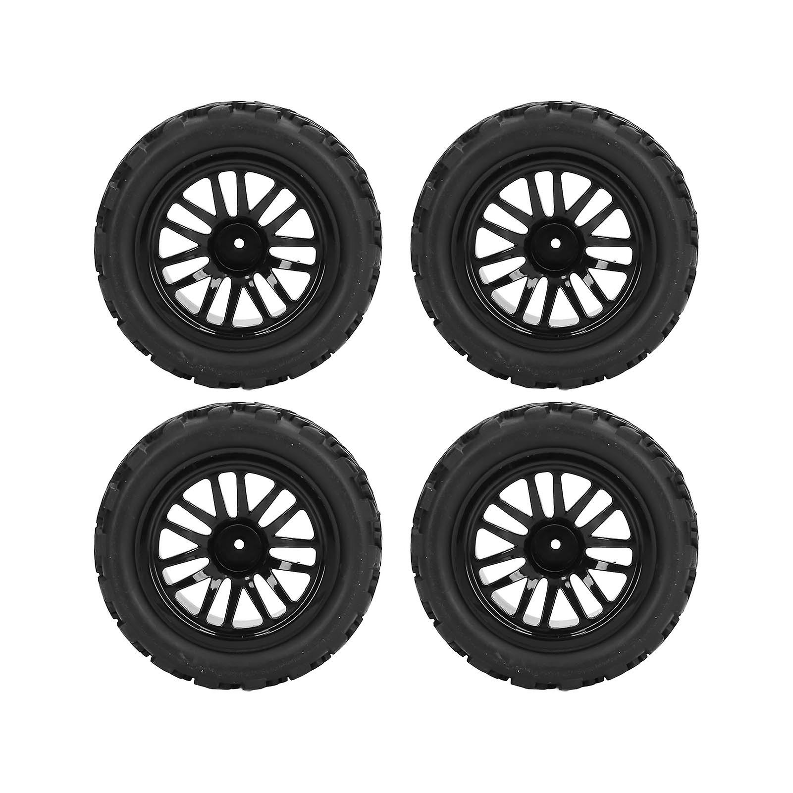 4pcs Rc Tires Plastic Black Wear Resistant Micro Crawler Tires With Combiners Nuts For 1/8 For 1/10 Remote Control Cars