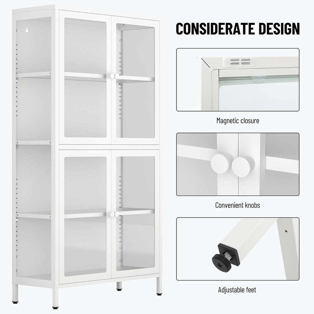 our Glass Door Storage Cabinet with Adjustable Shelves