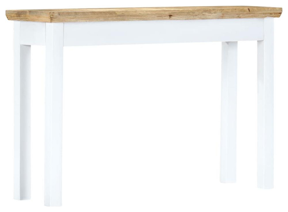 Vidaxl Console Table White And Brown 43.3X13.7X29.5 Solid Mango Wood  247737   Transitional   Console Tables   by BisonOffice  Houzz