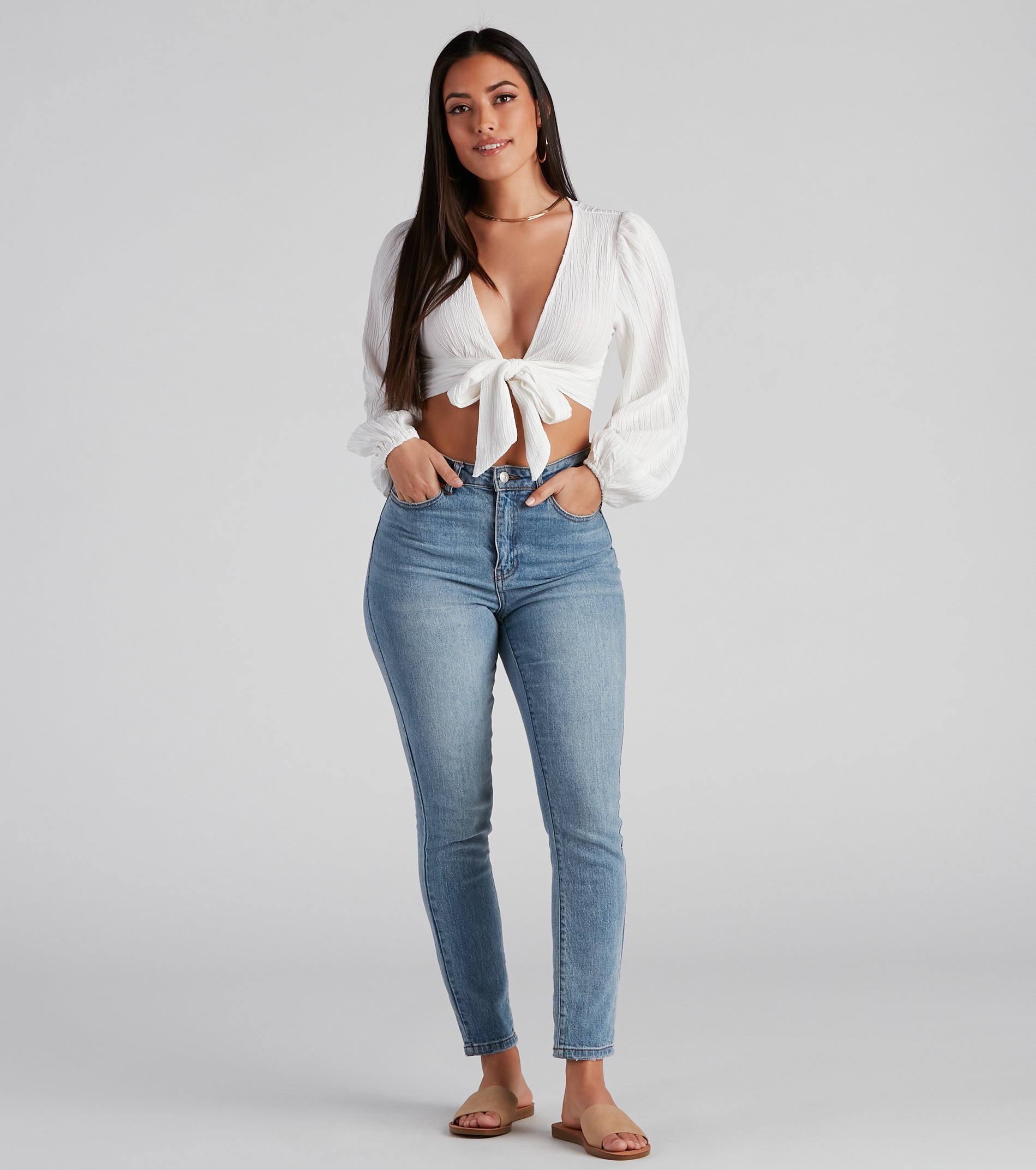 Weekend Escape Tie-Front Crop Top