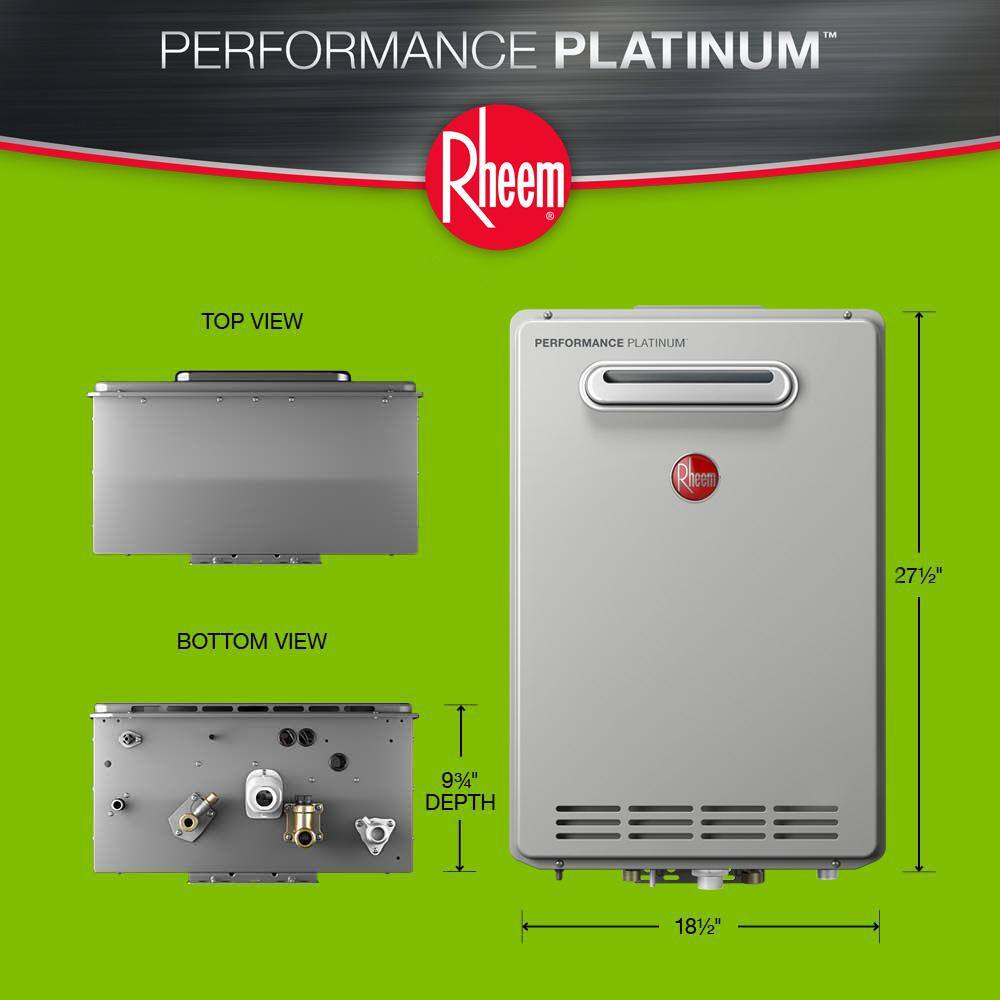 Rheem Performance Platinum 9.5 GPM Liquid Propane High Efficiency Outdoor Tankless Water Heater ECOH200XLP-2