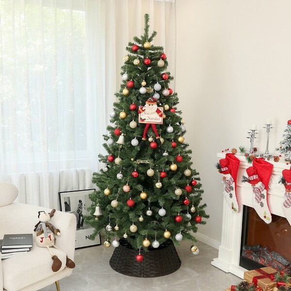 6ft/7.5ft/9ft Artificial Christmas Tree with AutoOpen Branches，FullBodied Look and Durable Steel Base for Home Decor