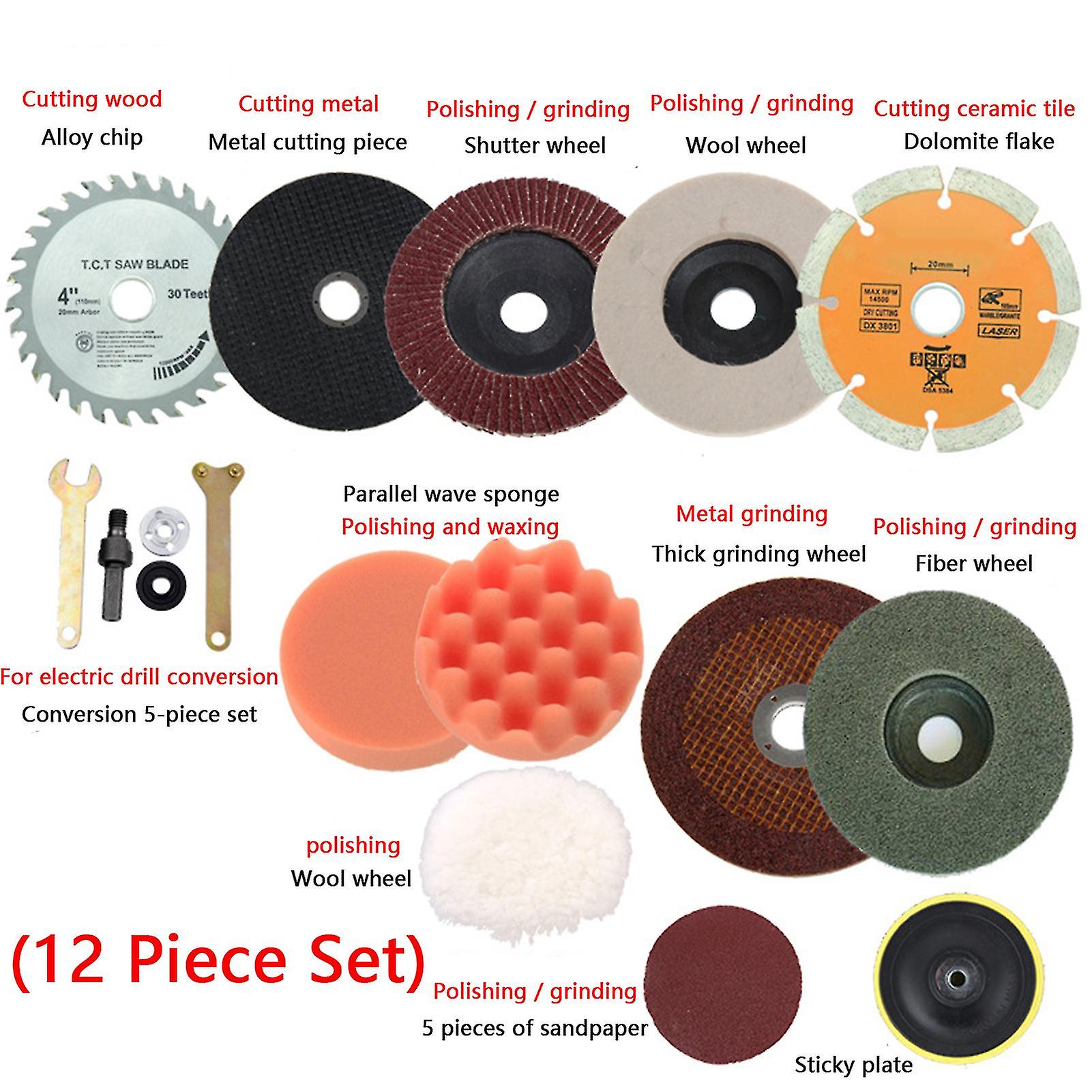 12Pcs Cutting Polishing Grinding Wheel Conversion Shank Power Tools Accessories