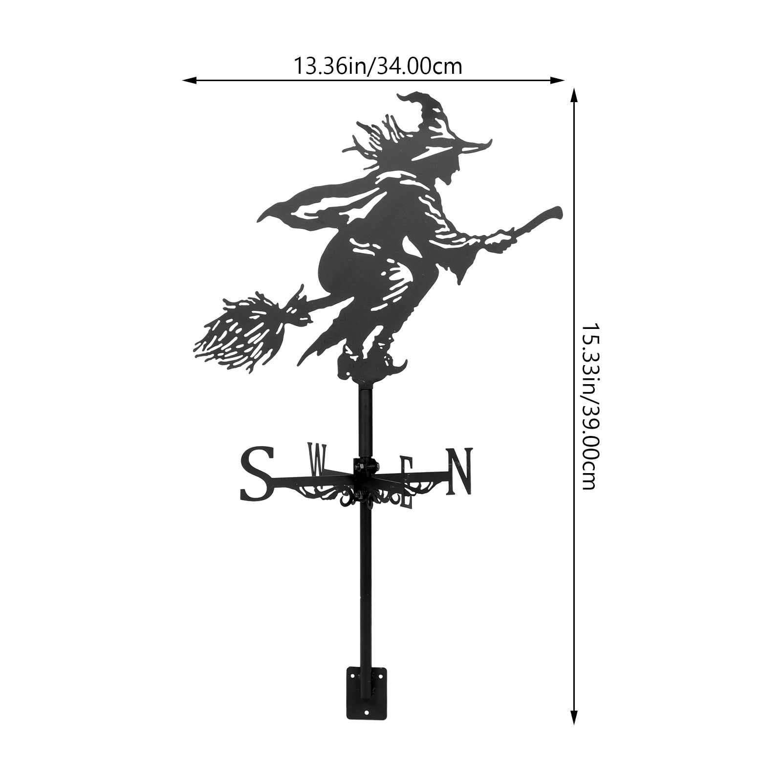 NUOLUX Vane Weather Wind Garden Weathervane Witch Roof Farmhouse Vanes Halloween Decoration Decorative Metal Decor Stake Mount