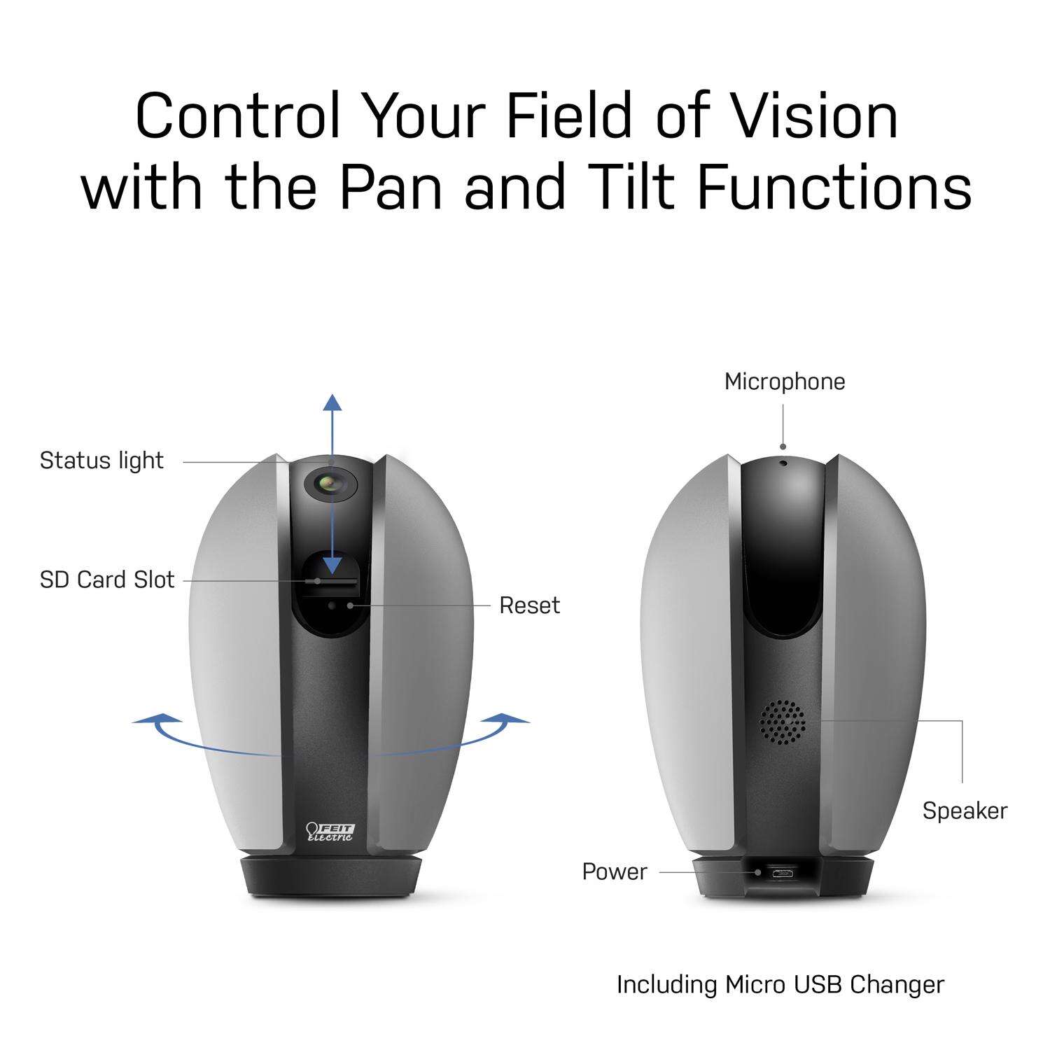 Feit Smart Home Plug-in Indoor Wi-Fi Security Camera with Pan and Tilt