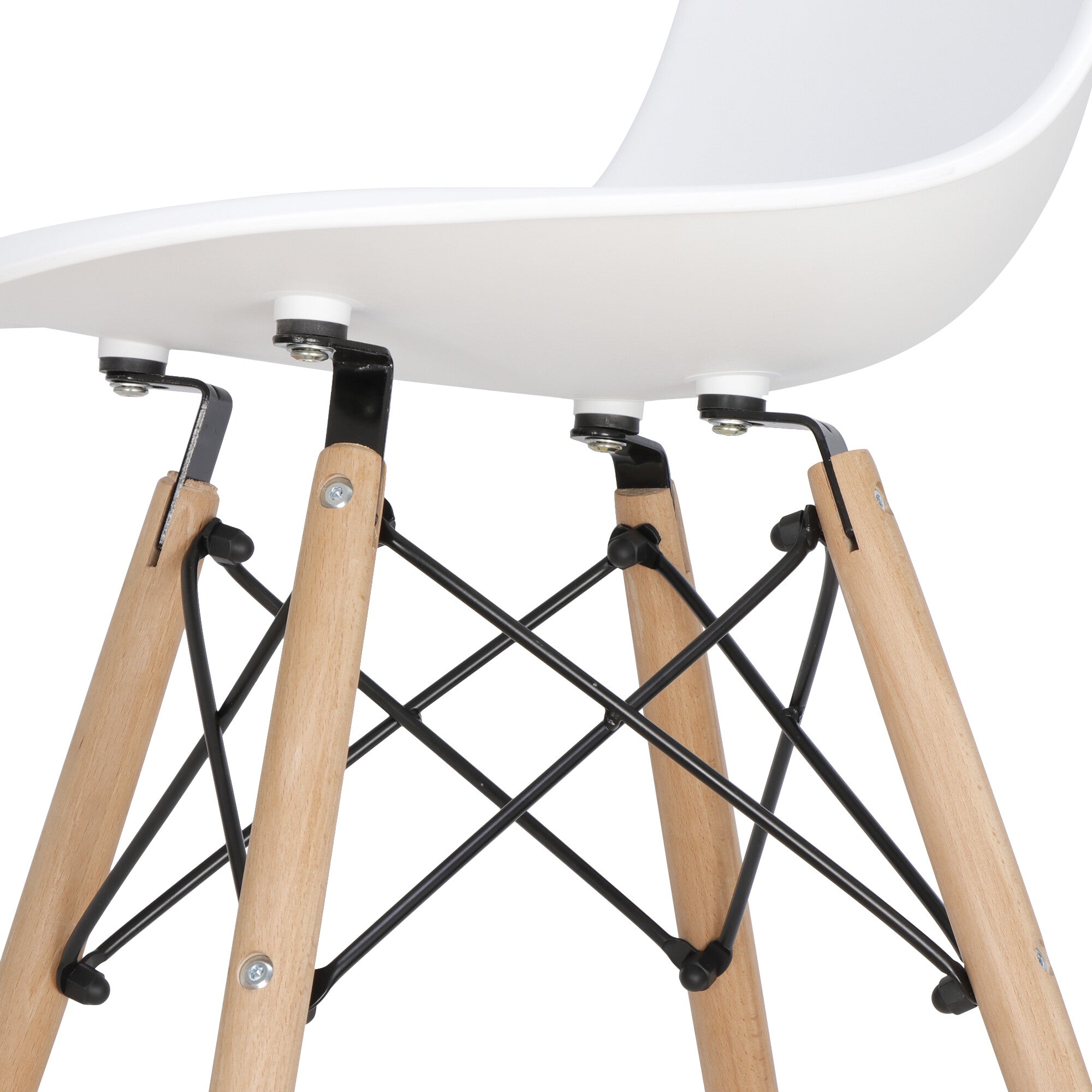 HomGarden Set of 4 Dining Chair， Plastic Side Chair Wood Legs White