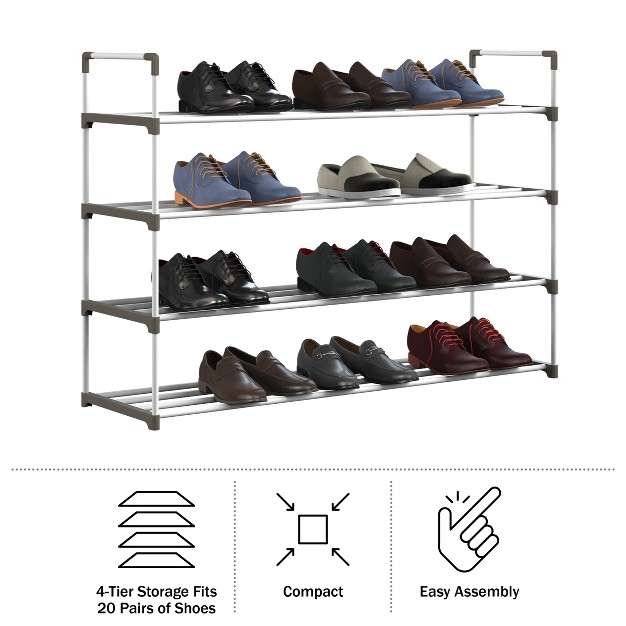 Home complete 4 tier Shoe Rack For 20 Pairs White